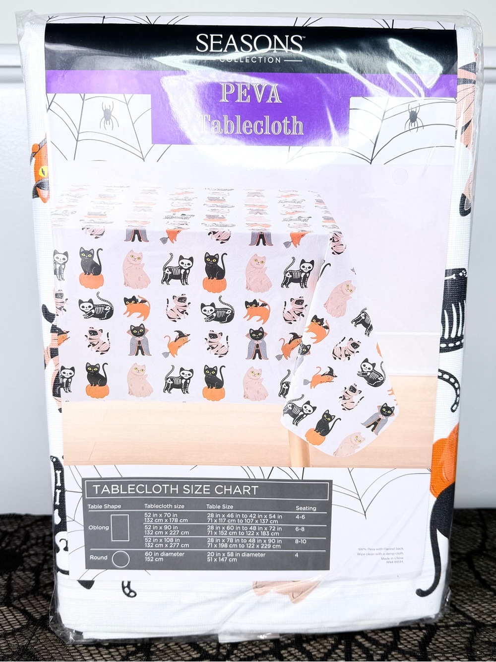 NEW Cats In Halloween Costumes PEVA Tablecloth